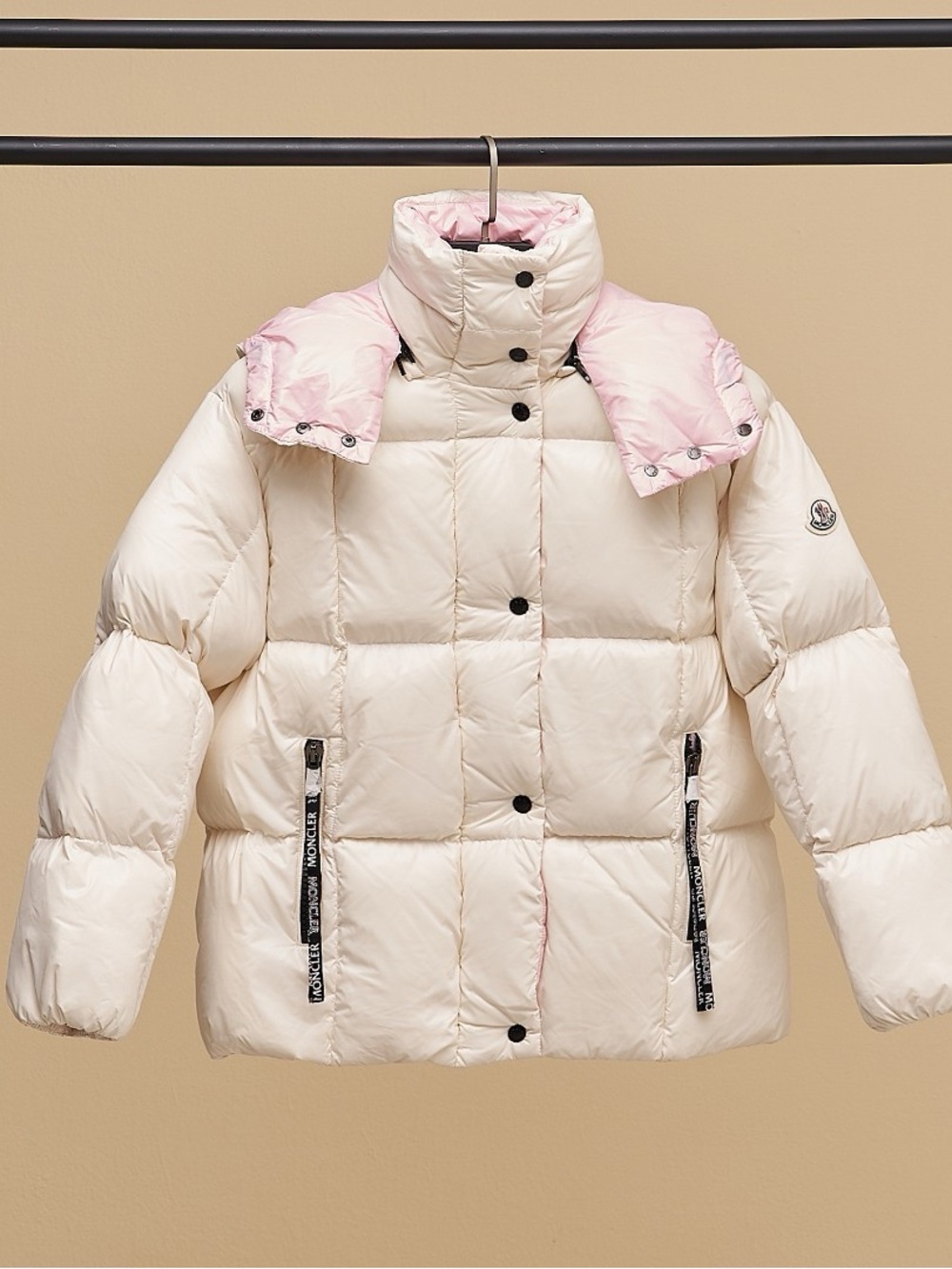 Moncler Cream & Pink Quilted Down Jacket